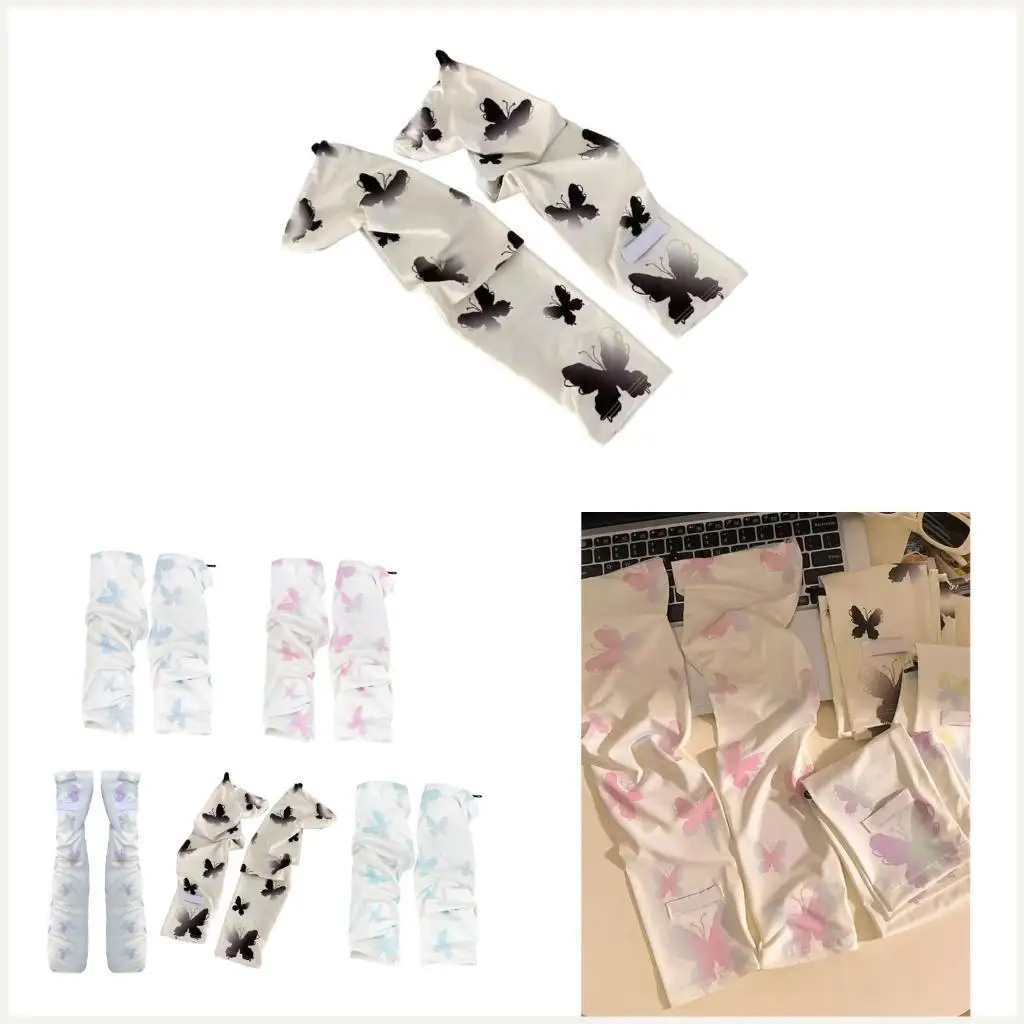 Patrón mariposa manga brazo protector brazo para mujeres Diseño seda transpirable conduciendo cómodo