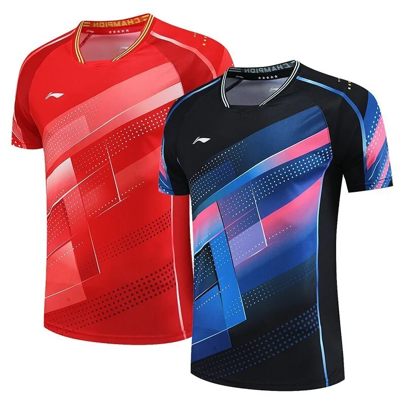 Customizable Table Tennis Sportswear Badminton Tennis Short-sleeved Tops Competition Suits T-shirts Breathable Sweat-absorbent