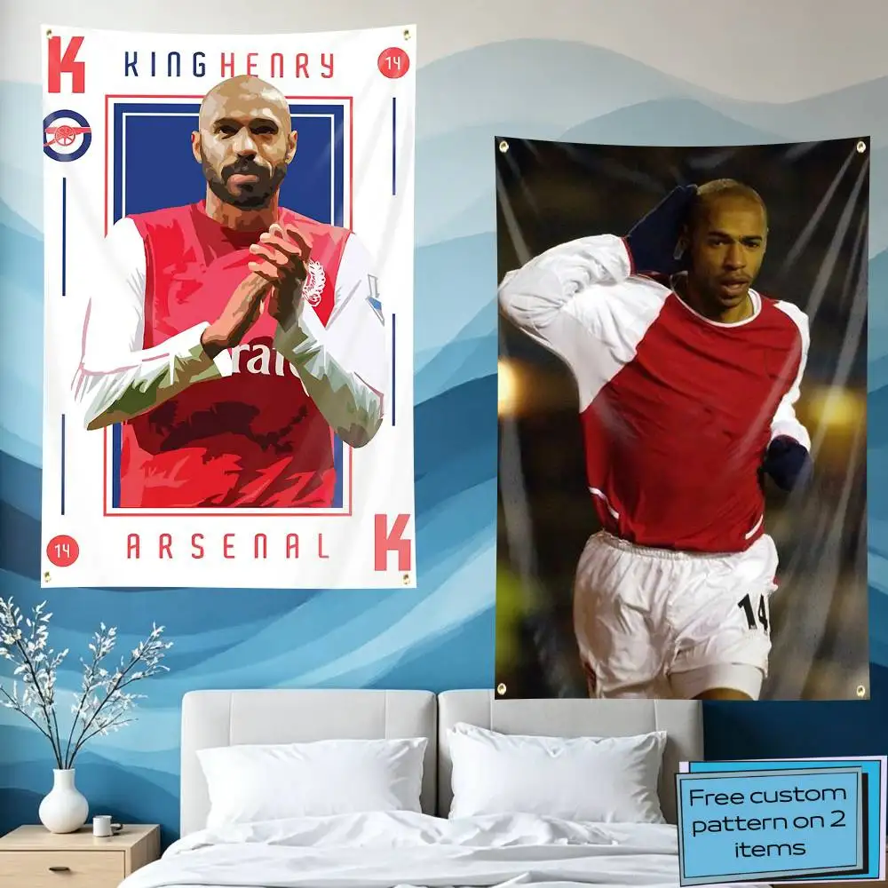 Titi T-Thierry Henry Football  Flag Tapestry Banner for Bedroom Living Room Outdoor Camping Custom Supported