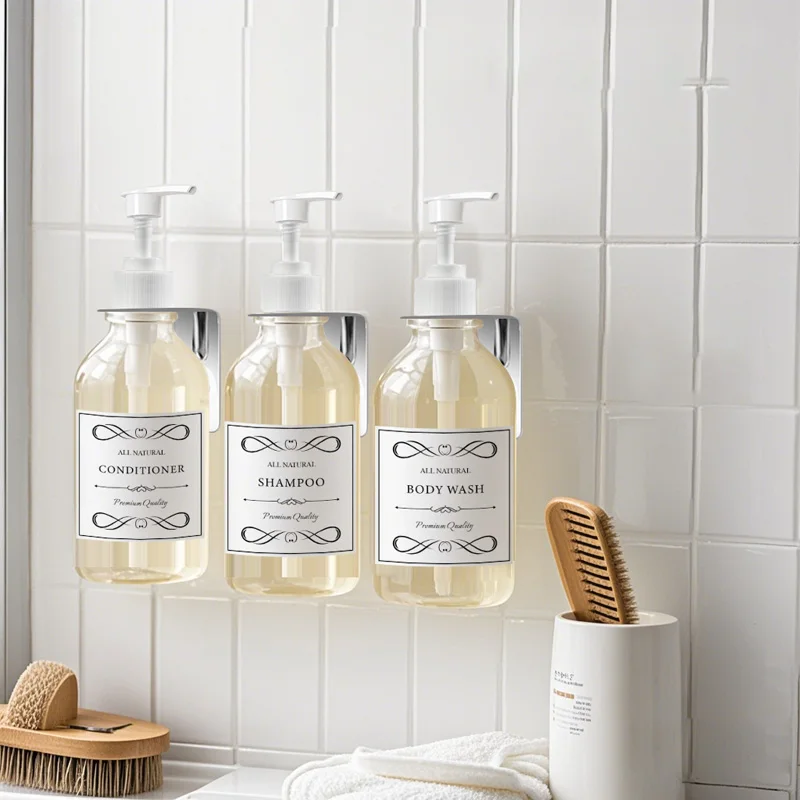 

500ml Soap Dispenser Waterproof Labels Stickers for Lotion Shampoo Shower Gel Bottle Press Type Refillable Container Bathroom