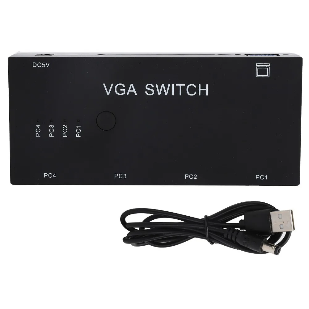 

Easy To Use 4 in 1 Out VGA Switcher 1920@1080P Plug and Play VGA Switch Box HD Video Sharer for VGA/XVGA/SVGA/UXGA External VGA