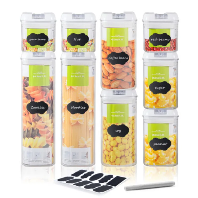 Grain Storage Container Set 9pcs BPA-Free  Plastic Airtight Food/ Cereal Container Dry Food Storage Free Of Bisphenol A