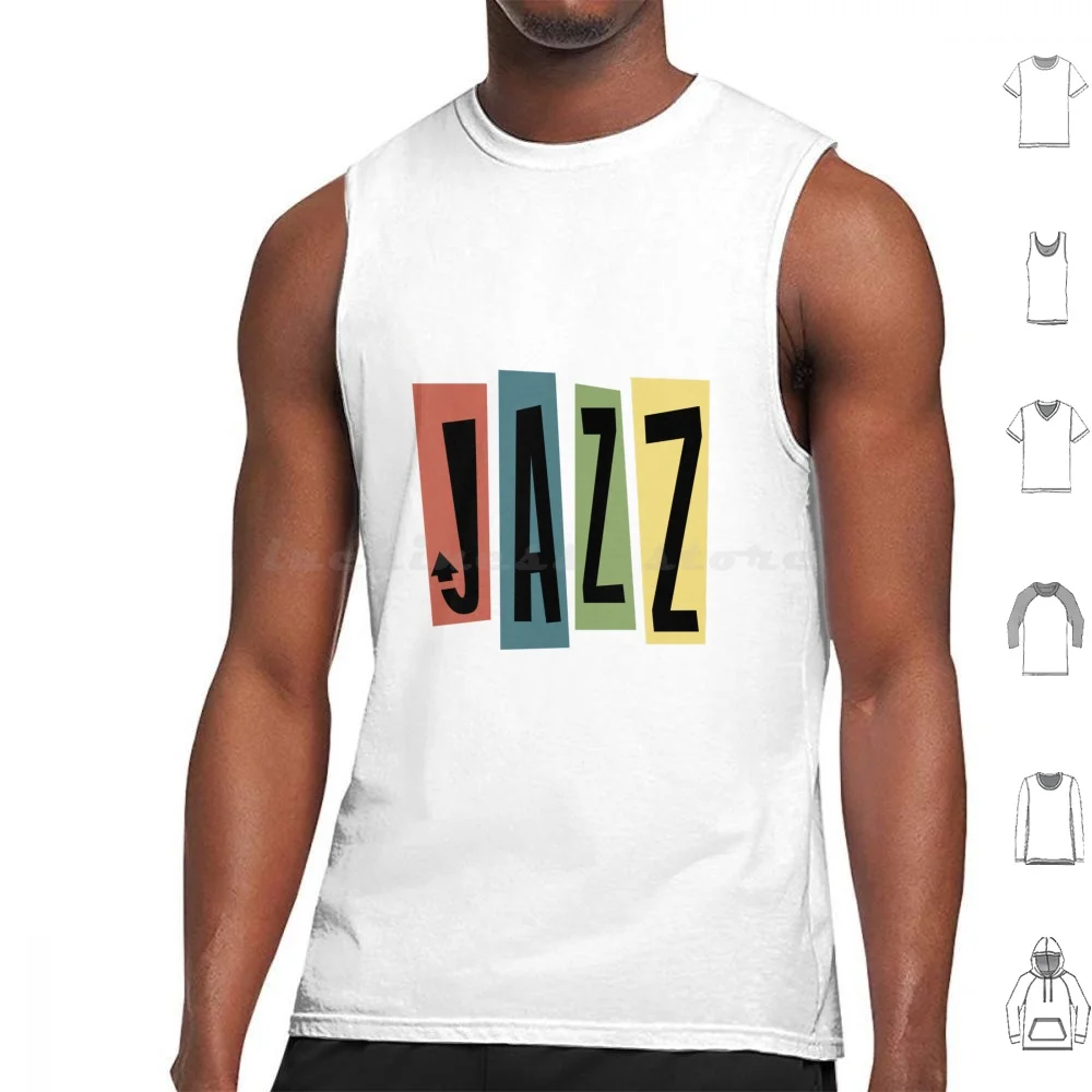 Retro Jazz Music | Vintage 50s 60s Mid-Century Tank Tops Print Cotton Jazz Music Improvisation Retro Vintage Ep Vinyl Dj