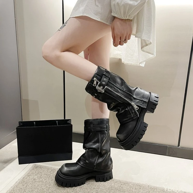 Herbst-Winter-Mode, Retro-braune Western-Cowboy-Stiefel, Damenstiefel, 2025, neuer Look, schlanke, dicke und gestapelte Designer-Kurzstiefel
