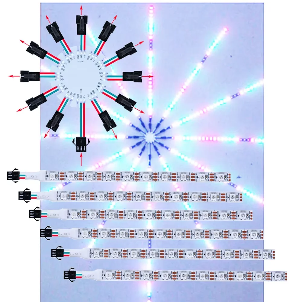 DC5V WS2812b Led Module Firework Lights 5050 RGB Individually Addressable Strip 3Pin 12 Channels 10Leds/16.6cm 15Leds/25cm IP30