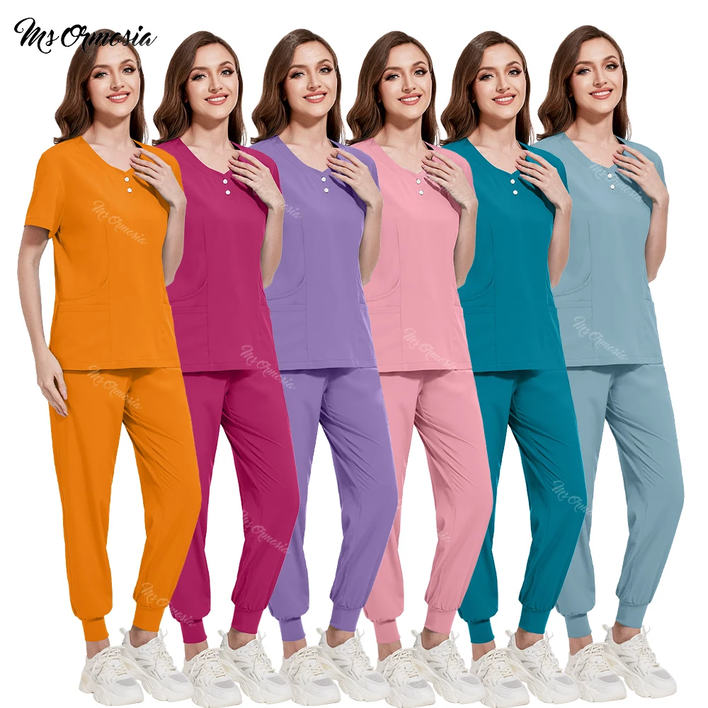 

Medical Uniform Women Scrub Set Nurse Nursing Accessories Hospital Surgery Uniforms Dental Clinic Slim Fit Beauty Salon Workwear