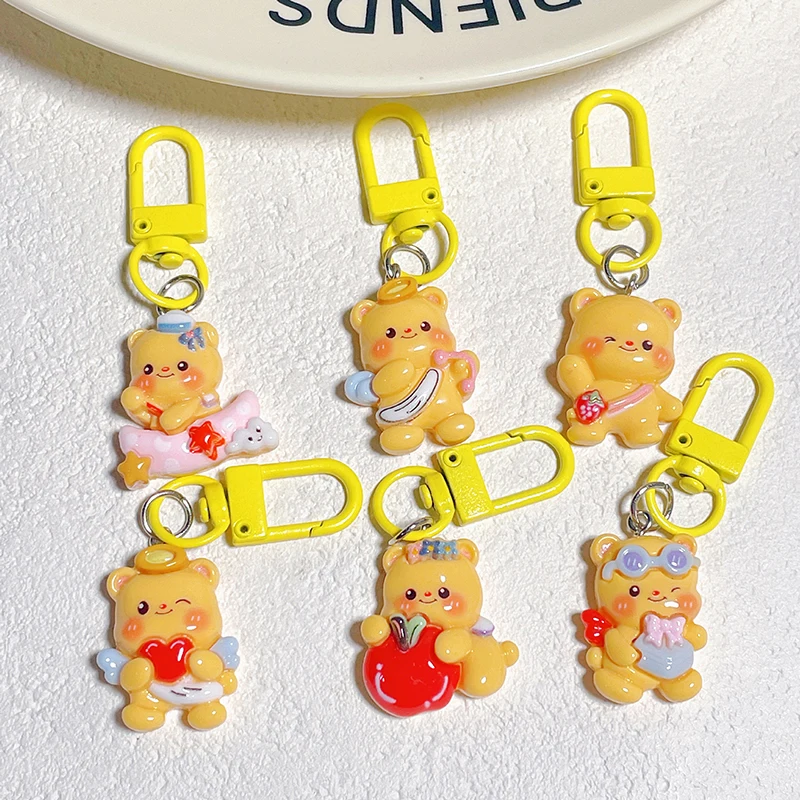 Cute Thailand Butter Bear Keychain Stuffed Butterbear Doll Keychain Cartoon Doll Key Holder Bag Pendant Couple Gift