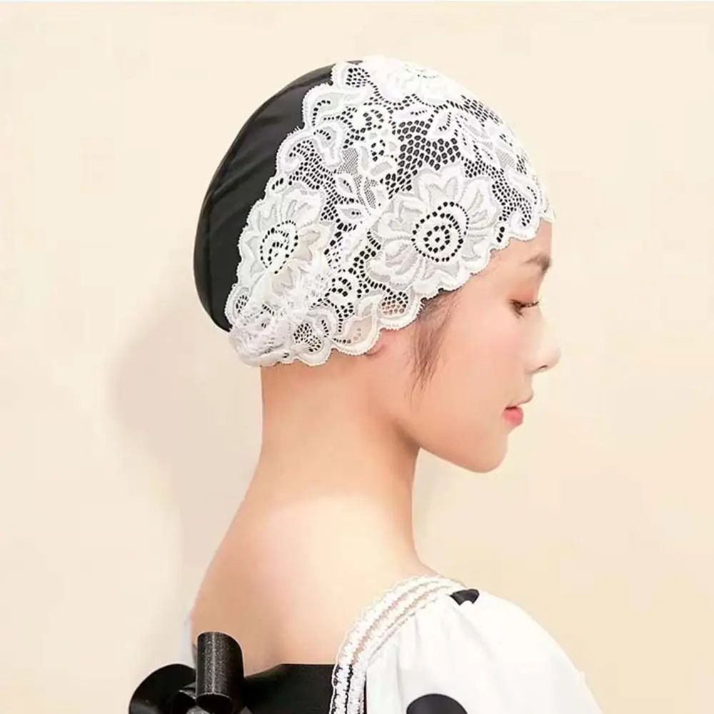 Soft PU Swimming Cap Lace Elastic Waterproof Swim Hat Extra large size Stretch Ear Protect Cap Adult women