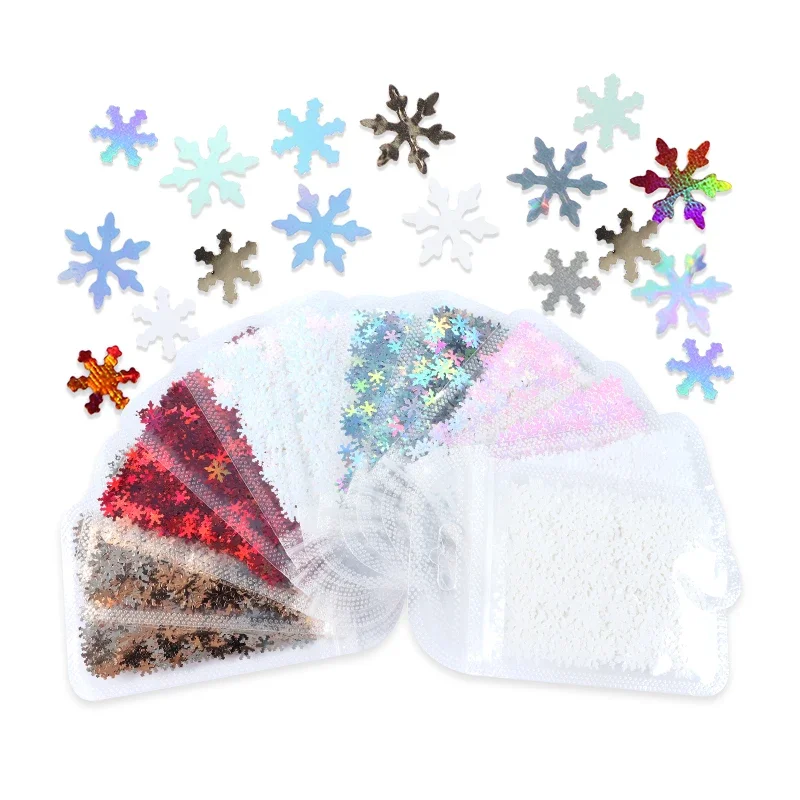 Merry Christmas Resin Filler DIY White Snowflake Sequins Glitter For Epoxy Resin Filling Xmas Shiny Flake UV Resin Shaker Filler