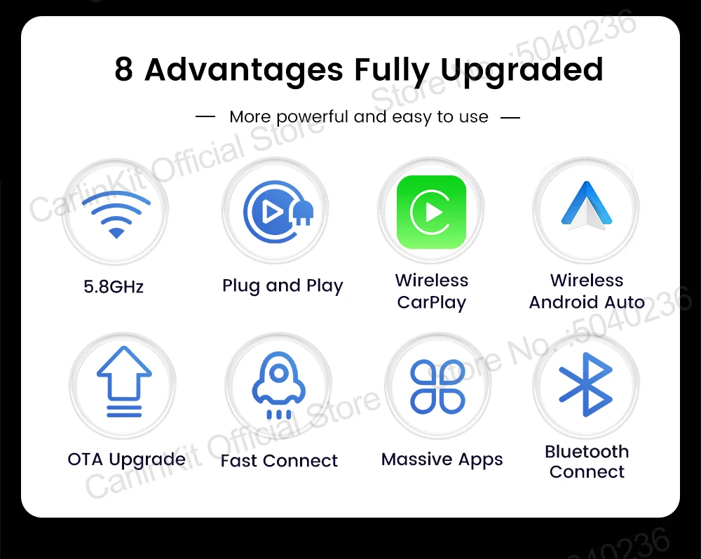 CarlinKit 5.0 Mini Ultra Wireless Adapter Wireless CarPlay Android Auto For OEM Car Plug and Play WiFi Bluetooth Auto Connection