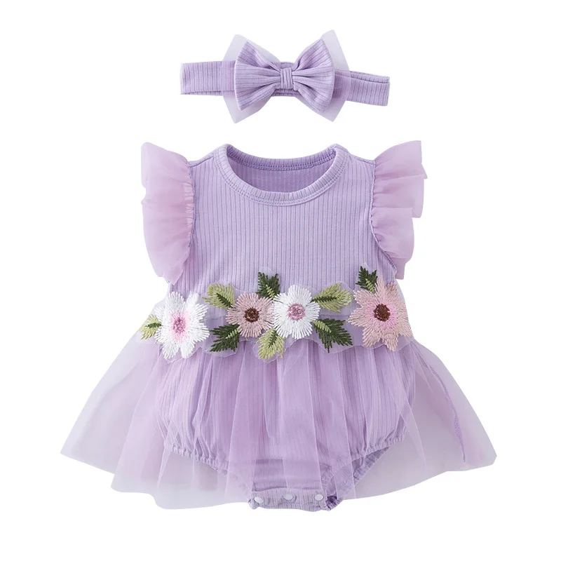 Newborn Romer Baby Girl Outfit Set Newborn Photography Romper Flower Toddler Infant Baby Clothes 3 6 9 Baby Romper Dress