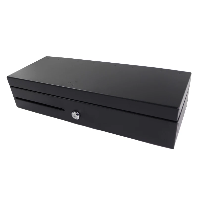 Cash Register Drawer for Point of Sale (POS) System, 6 Bill/8 Coin 12v/24V, RJ11/RJ12 Key-Lock, Media Slot, Black