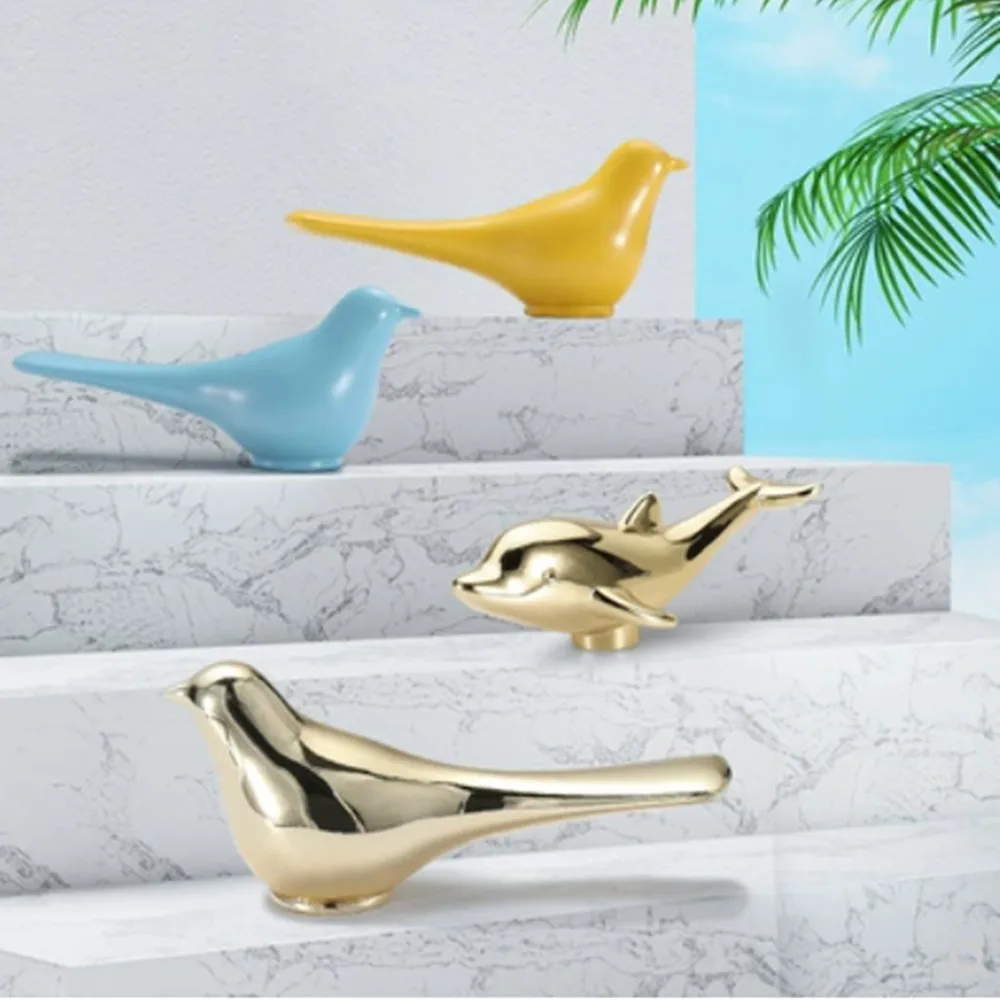 Modern Creative Cartoon Color Bird Dolphin Kids Knob Gold Blue Pink Yellow Drawer Cabinet Cupboard  handle wardrobe wall HooK