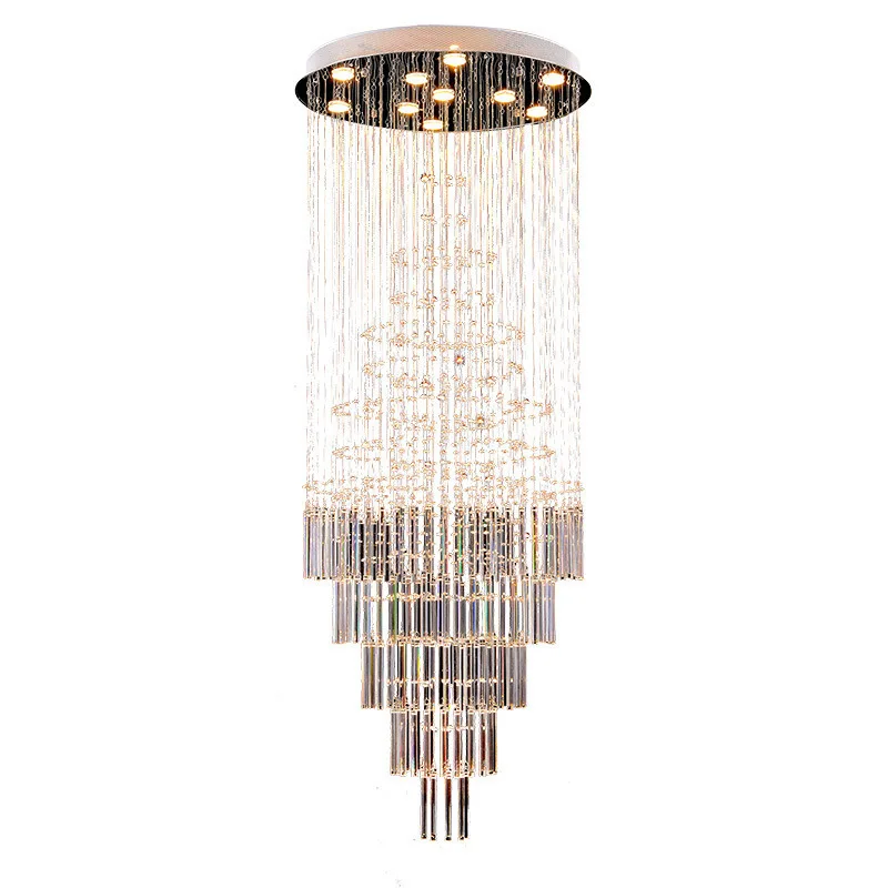 Modern LED Staircase Crystal Chandelier Hotel Restaurant K9 Crystal Lamp Villa Large Living Room Chandelier Home Lighting