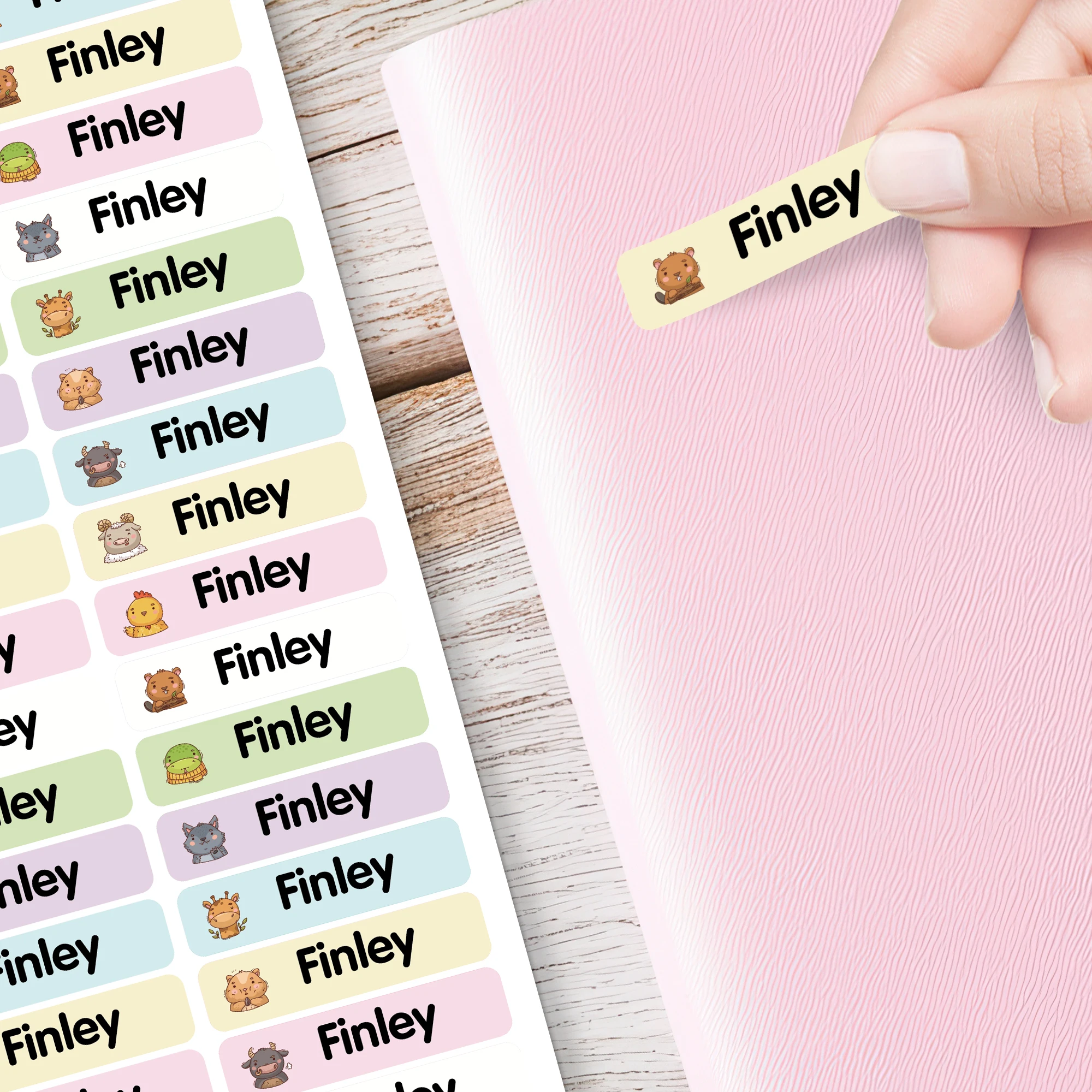 Personalized Name Tags Stickers Animal Patterns Waterproof Name Labels Kids Name Stick Custom School Daycare Camp Nursery Label