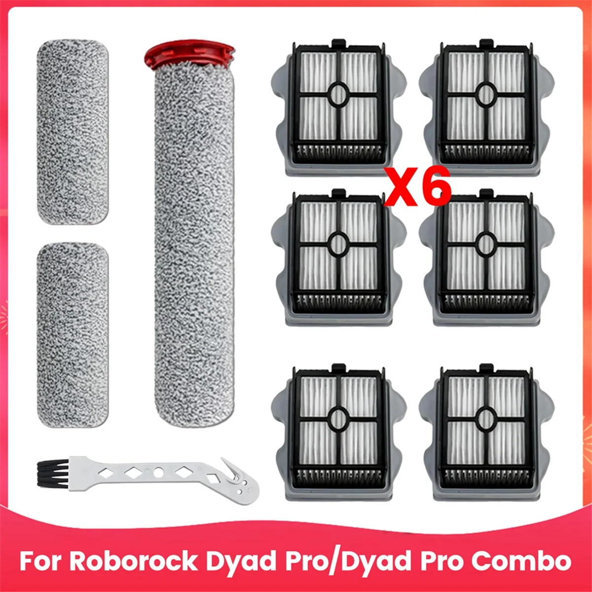 Rodillo de cepillo y filtro Hepa para Roborock Dyad Pro/Dyad Pro Combo piezas de recambio de aspiradora húmeda y seca