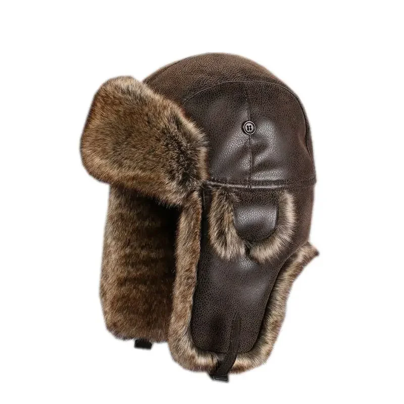 Bomber Hat Winter Women Snow Cap Pilot Faux Fur Trap Soviet Union Usinka Russia Caps Russian Hats Aviator Cap with Ear Flaps