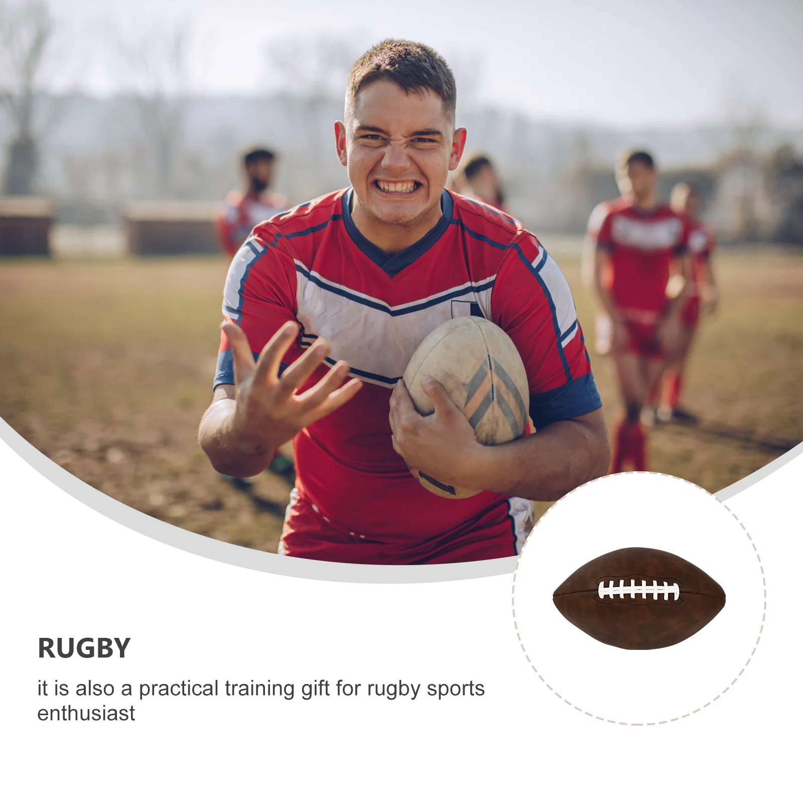 

1pc PU Football Training Ball for Teenagers Retro Competition Rugby Ball Gift for Players Durable