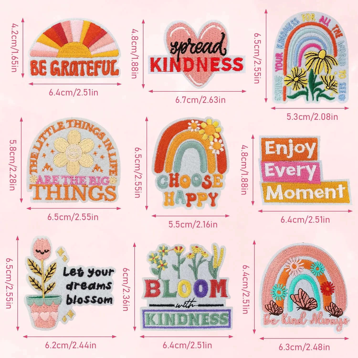 Postive Affirmation Iron on Patches, Postive Phrase Embroidered Iron on/Sew on Applique Patches for Clothing, Pants, Backpacks,