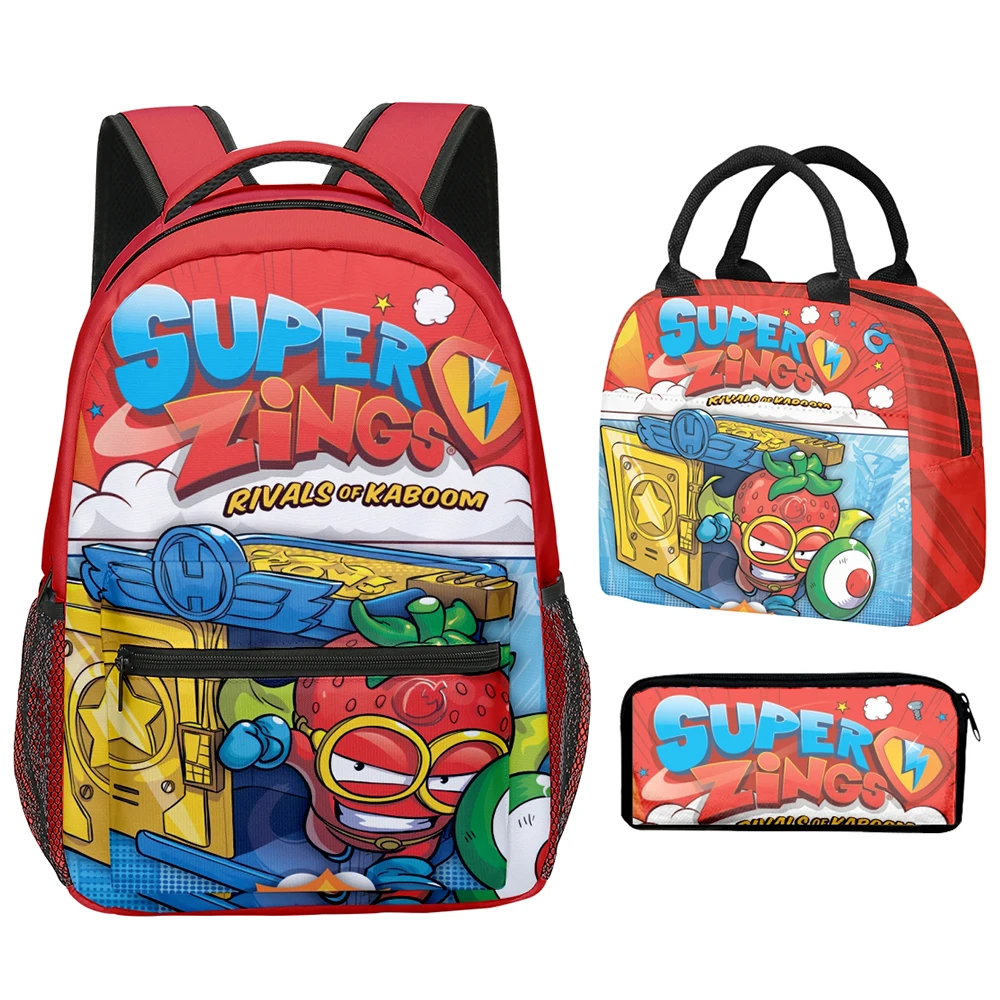 

Классические популярные модные забавные Superzings с 3D принтом, 3 шт./компл., школьные сумки, дорожный рюкзак для ноутбука, портативная сумка для обеда, пенал