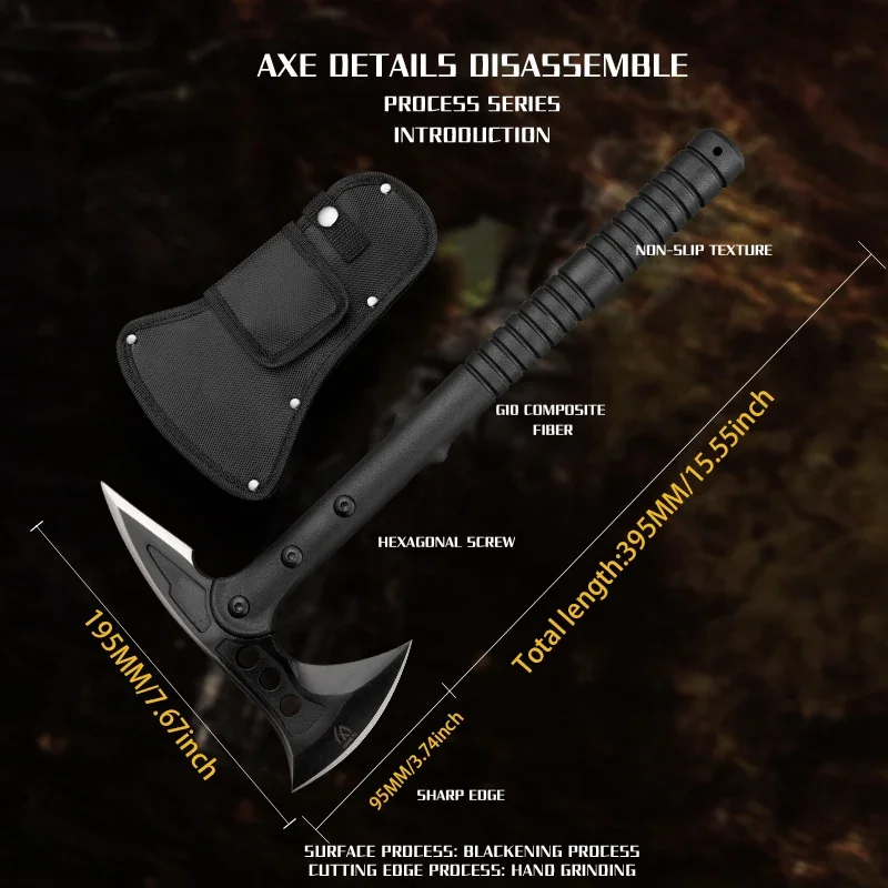 Imagem -04 - Portátil Multi Funcional Aço Battle Axe Huangfu4cr13 Survival Axe para Acampamento ao ar Livre Caça e Atividades de Emergência