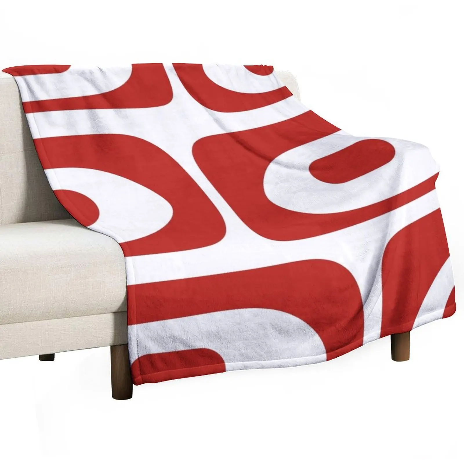 

Mid Century Modern Piquet Abstract Pattern in Red and White Throw Blanket Nap Soft Beds Blankets