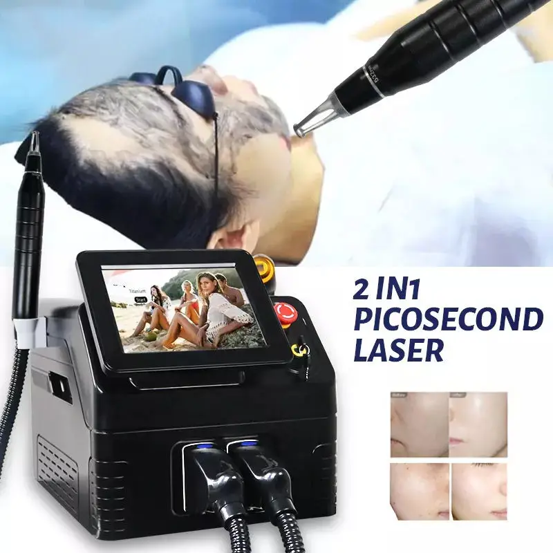 Il più nuovo 2 in 1 Q Switch NDYAG 755nm PICO Secondo Rimozione del tatuaggio laser e 808 Diodo Laser Ghiaccio Indolore Depilazione Macchina di bellezza