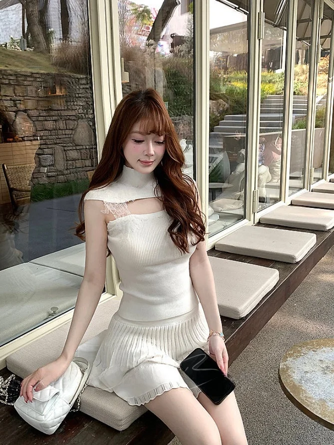 

High Waist A-Line Midi Skirt Women's Spring 2026 Pleated ort Skirt Ele Pure Desire Versatile Career Women's Skirt Set