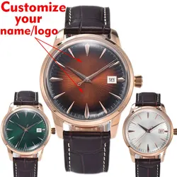 Men's Watch NH35 Movement Customized Logo New Cocktail Mechanical Watch Sapphire Glass Leather Bracelet New Waterproof Watches