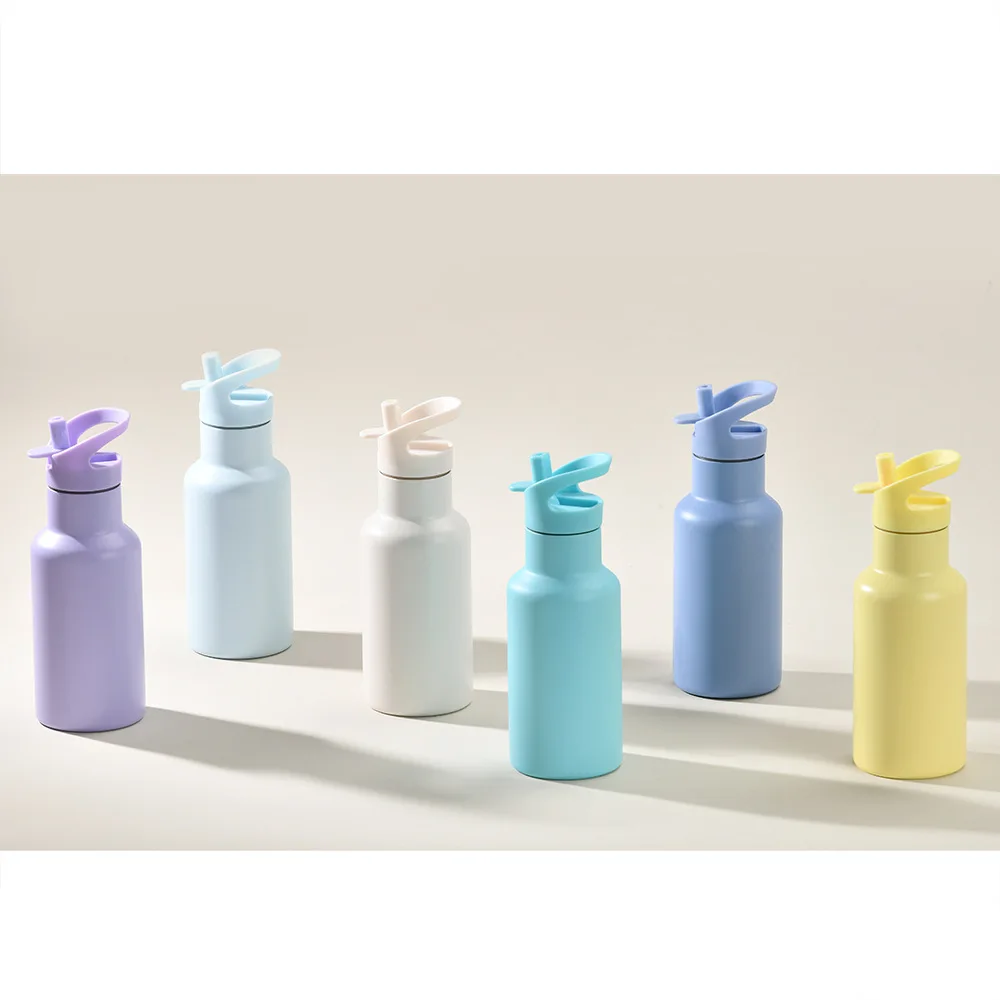 350ml Sports Thermos Cup With Handle And Straw,Double Vacuum Flasks,Portable Outdoor Drinkware,Mini Stainless Steel Water Bottle view 3