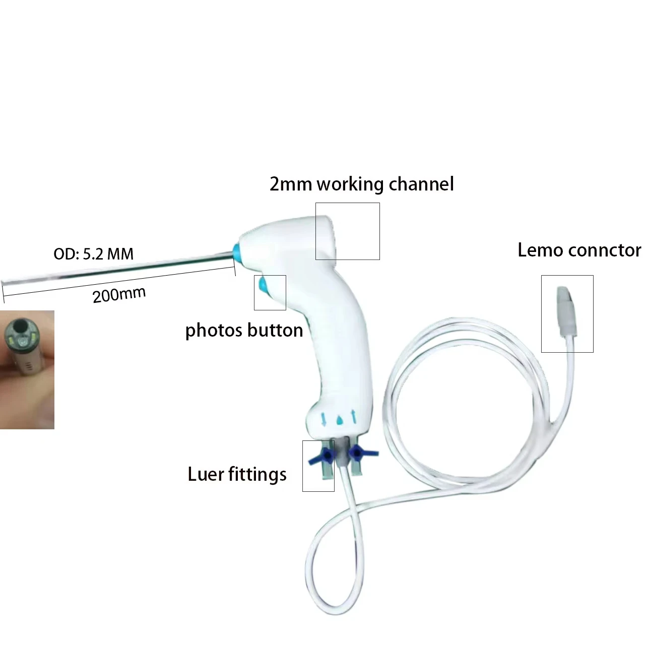 OD 5.0mm  Portable Disposable Rigid Electronic Hysteroscope Endoscope Camera A Version HD Video