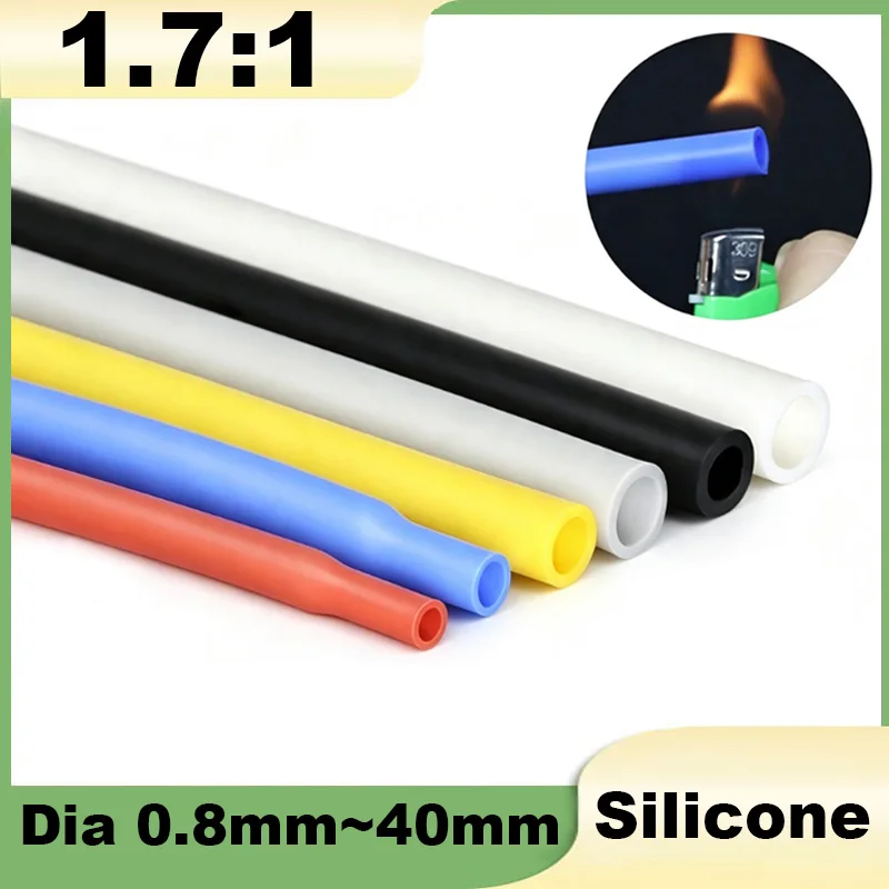 1.7:1 Silicone Heat Shrink Tube 0.8mm ~ 40mm Flexible Cable Sleeve Insulated High Temperature Soft DIY Wire Wrap Protector 2500V