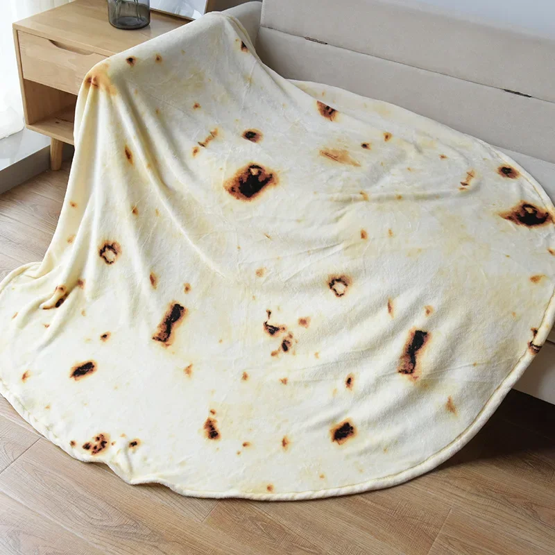 Warm Flannel Tortilla Blanket Mexican Pita Lavash Throw Blanket for Bed Fleece Sofa Plaid Bedspreads Winter Pizza Blanket