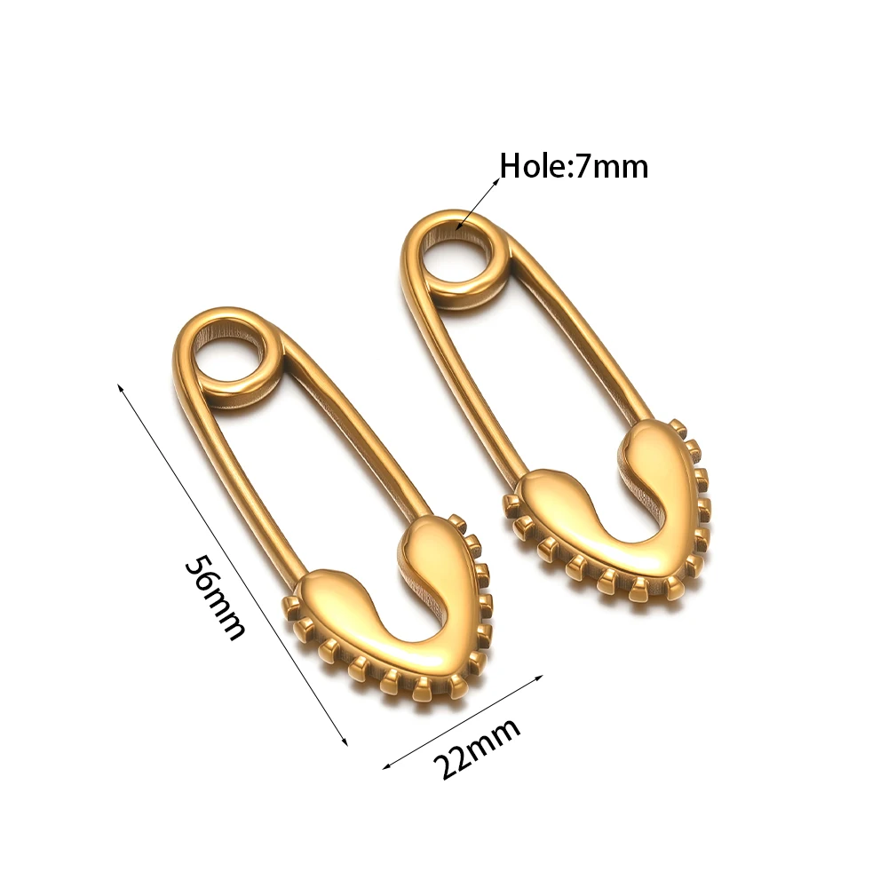 2Pcs Stainless Steel Safety Pin Charms Heart Pendant for Women DIY Necklaces Jewelry Making Earrings Findings Anklet Accessories