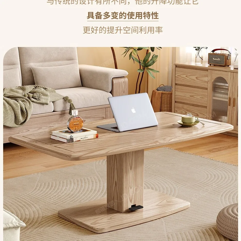 カスタマイズ可能な無垢材のコーヒーテーブルリフティングダイニングテーブルホームスレートデスクモダンでシンプルなリビングルーム