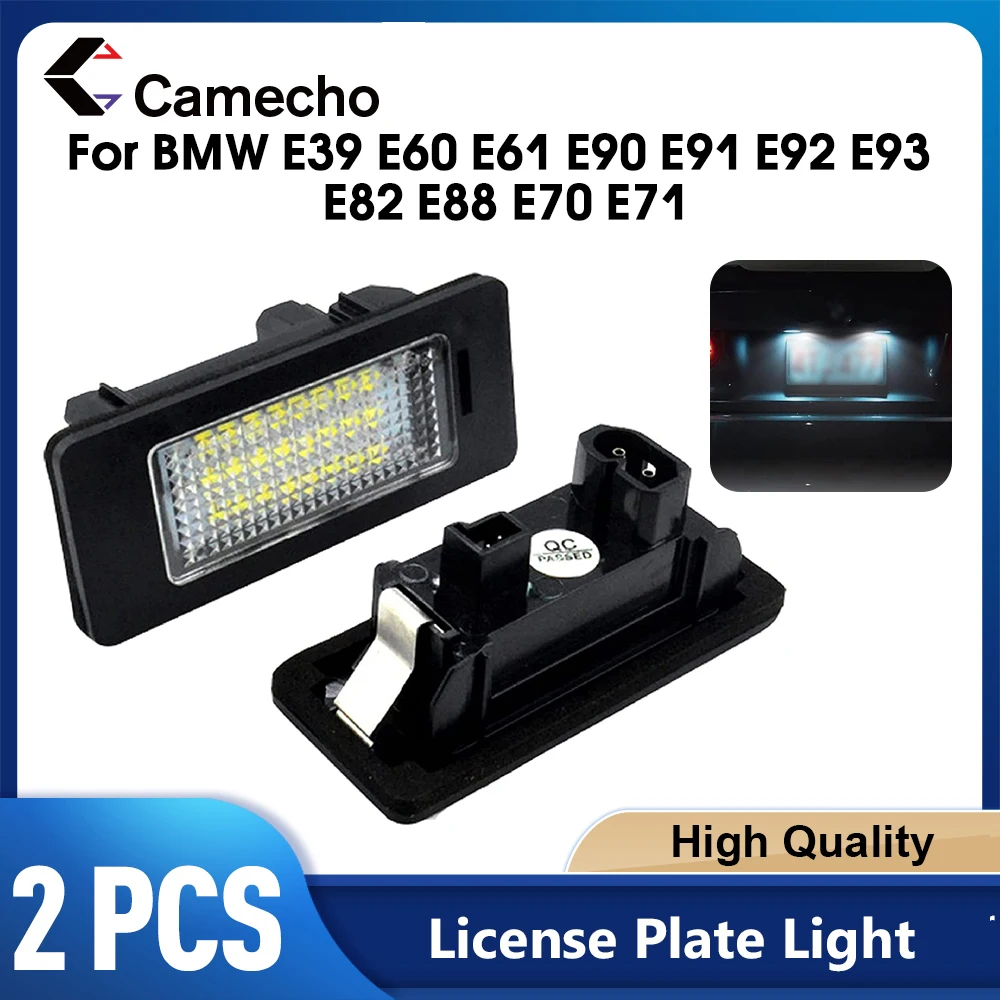 Camecho 2 pièces LED numéro de plaque d'immatriculation lumière pour BMW E39 E60 E61 E90 E91 E92 E93 E82 E88 E70 E71 feux de plaque d'immatriculation de voiture
