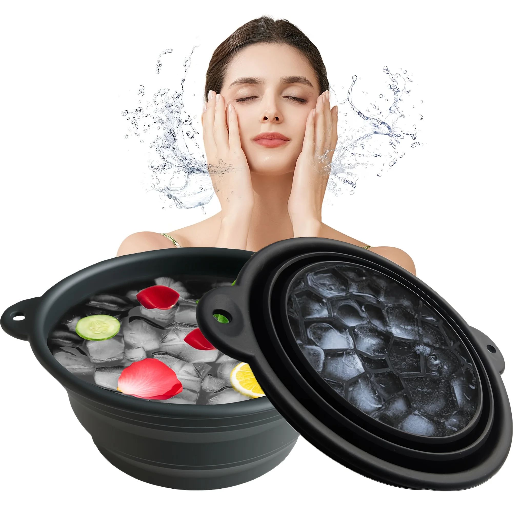 

Многофункциональная складная чаша для ледяной терапии лица, силиконовая миска для холодных компрессов для ухода за кожей, портативный ледяной спа-комплекс для лица