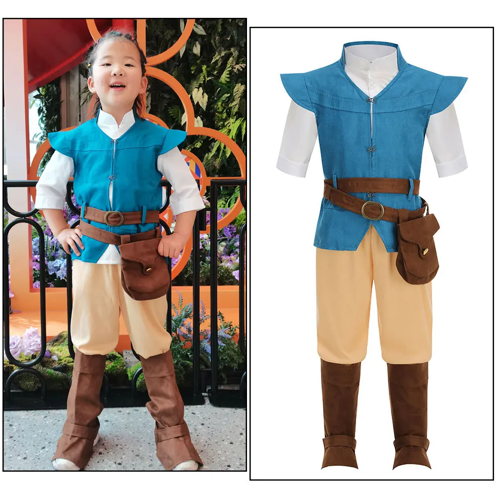 

Unisex Flynn Rider Kids Prince Cosplay Costume Carnival Party Baby Boys Rapunzel Tangled Inspired Halloween Role Play Outfits