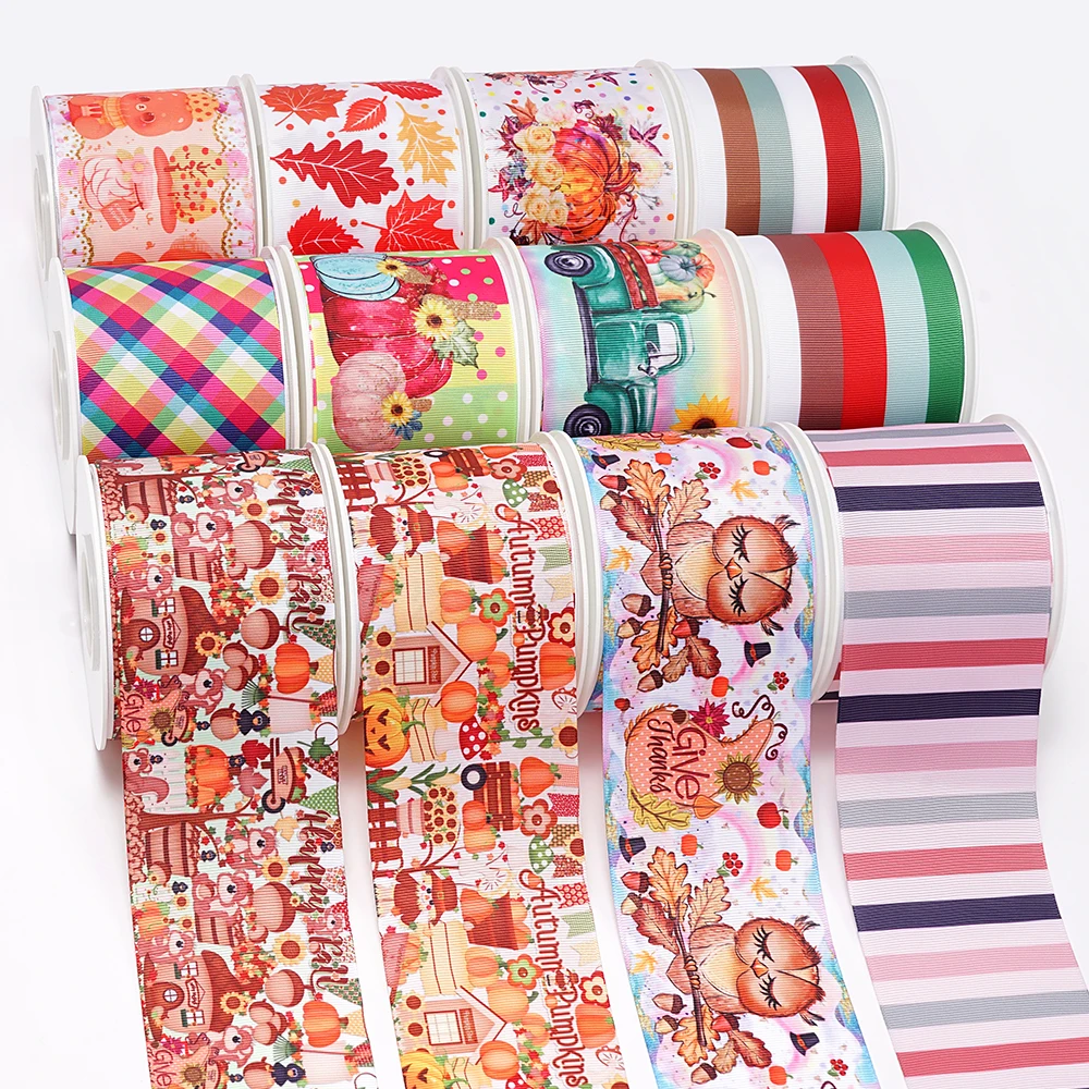 5 Yards Halloween Stripe Printed Grosgrain Satin Ribbons For Bows DIY Craft Decoration Packaging Supplies. 67846