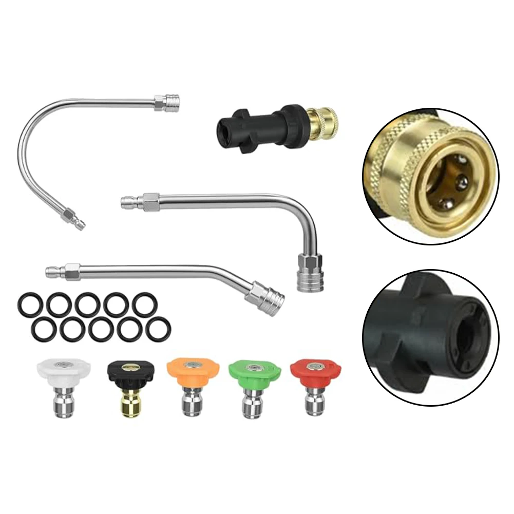 Pressure Washer Extension Rod with 14 Inch Quick Connect Fitting for Karcher Tri-Angle 30 90 120 Degree Compatibility