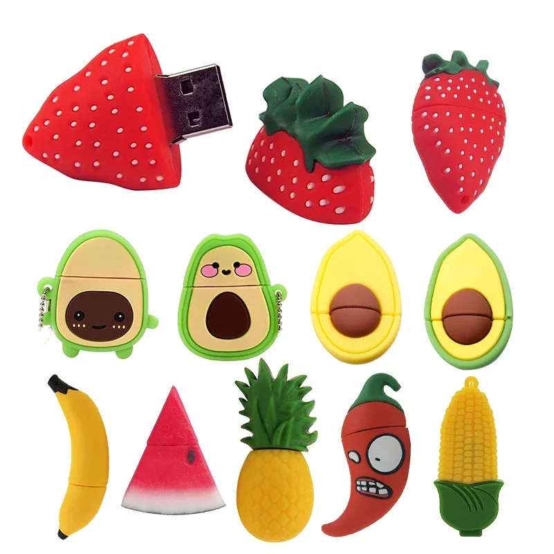 USB Flash Drives Fruit Pen Drive Cute Cartoon U Disk Key Chain Gifts Memory Stick 64GB Green Pendrive 32GB 16GB 8GB 4GB