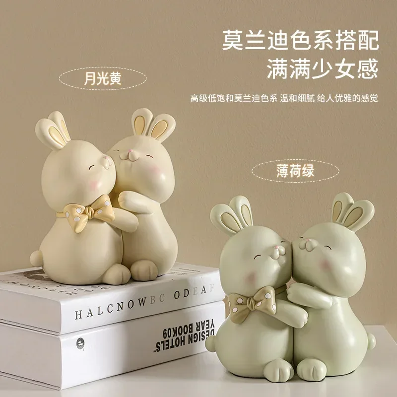 

Kawaii Bunny Resin Sculpture and Statue Room Decor Accessories Creative Home Decor Living Room Study Desktop Rabbit Indoor Decor