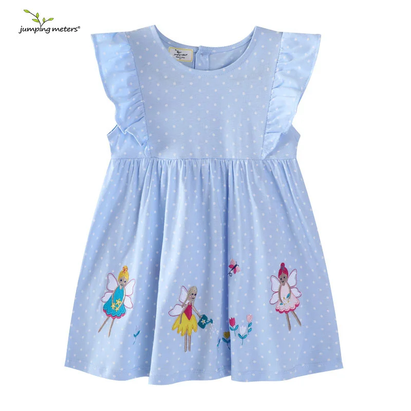 

Jumping Meters 2-7T Cotton Summer Princess Fairy Tale Embroidery Applique Girls Dresses for Baby Costume Hot Selling Kids Dress