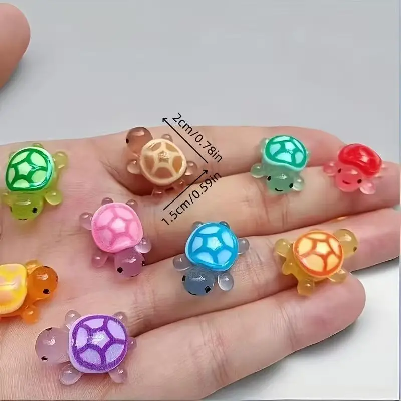 

20pcs of Glowing Mini Resin Turtle Statues That Shine in The Dark, Cute Little Turtles in Bulk for Ocean Animal Themed Party
