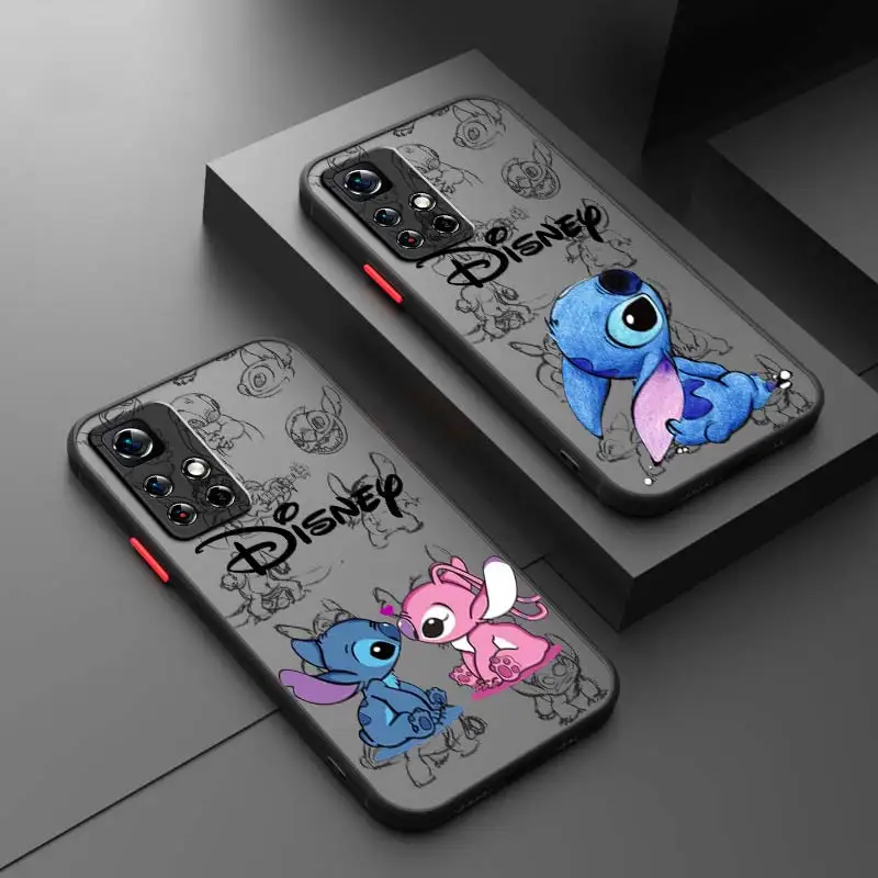 Disney Stitch Baby Cute For Redmi Note 12 12S 12T 11 11T 11E 10 10S 9 9T 8 7 Pro Plus 5G Frosted Translucent Phone Case