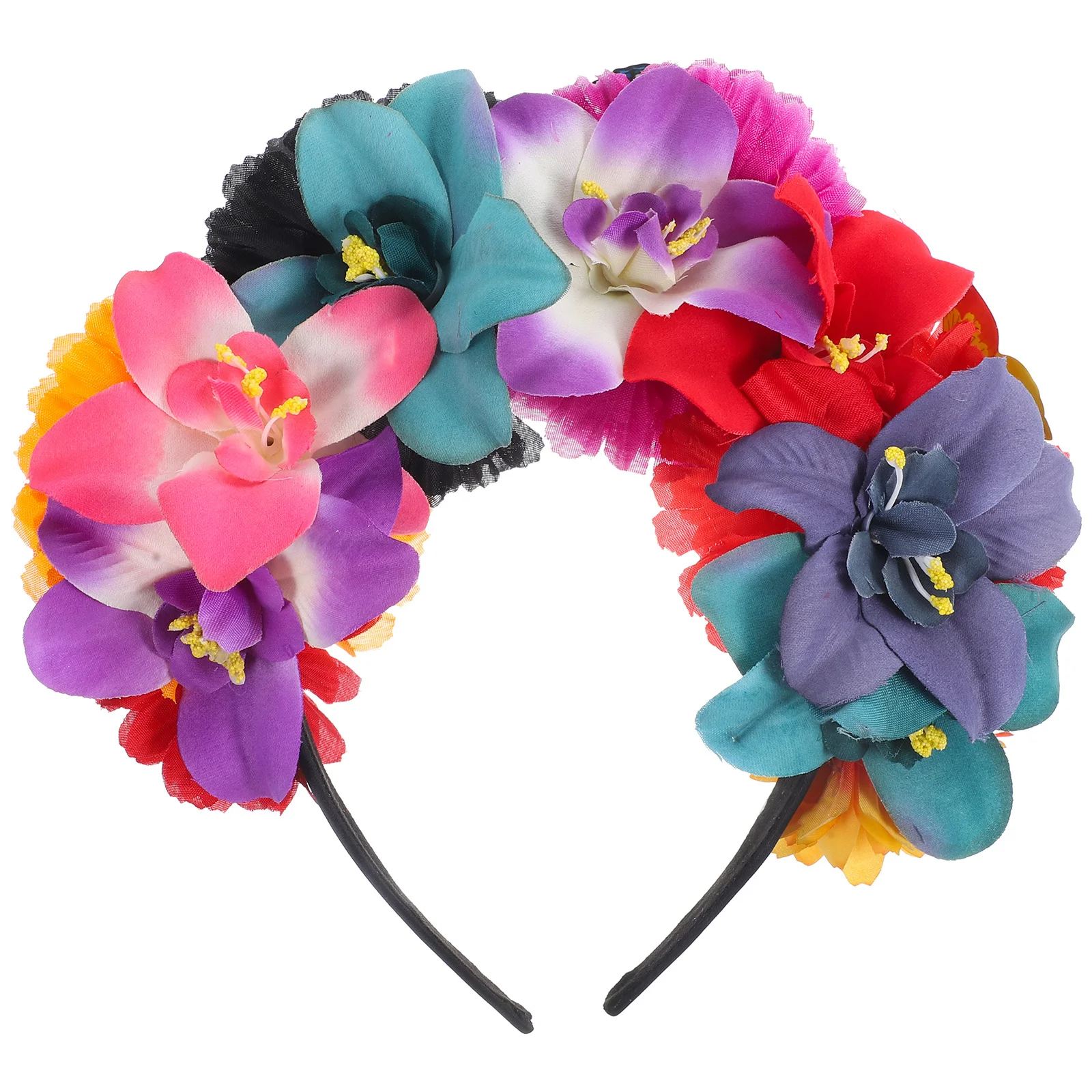 

Rave Accessories for Women Mexican Flower Crown Day of the Dead Headpiece Festival Hairband Prom Party Event Decor Floral