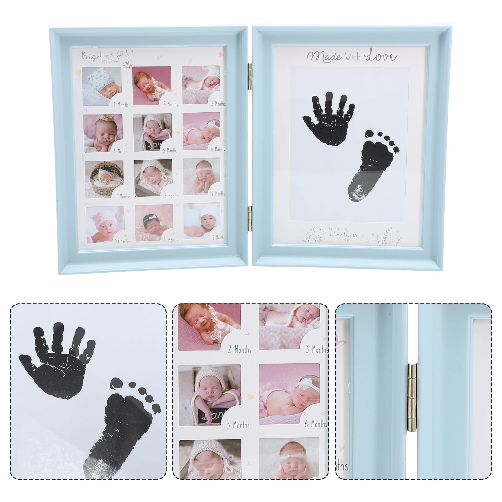 

H prints Footprints Photo Frame Baby Room Decor PVC Newborns First Birthday Gift Keepsake Infant Growth Record Holder