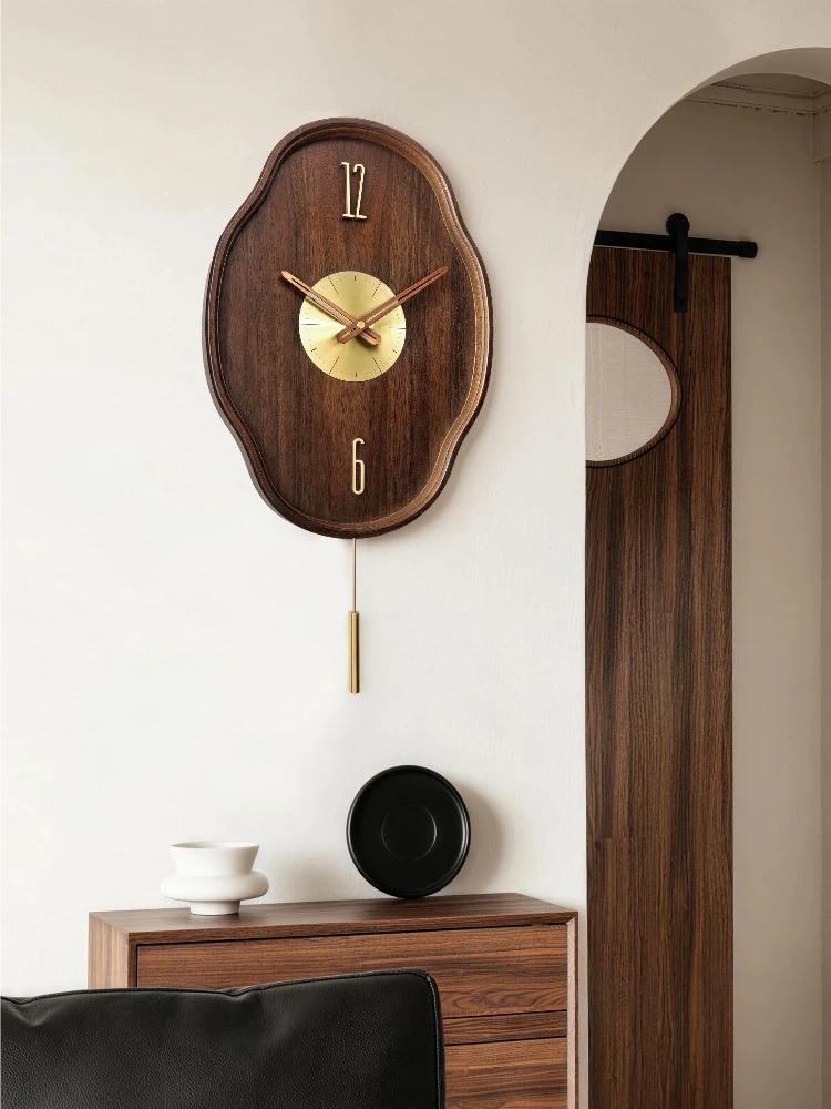 Luxury Retro Clocks Solid Wood Sway Wall Clock Living Room Bedroom Kitchen Home Decoration Mute Wall Clock Art Wall Watch Gift