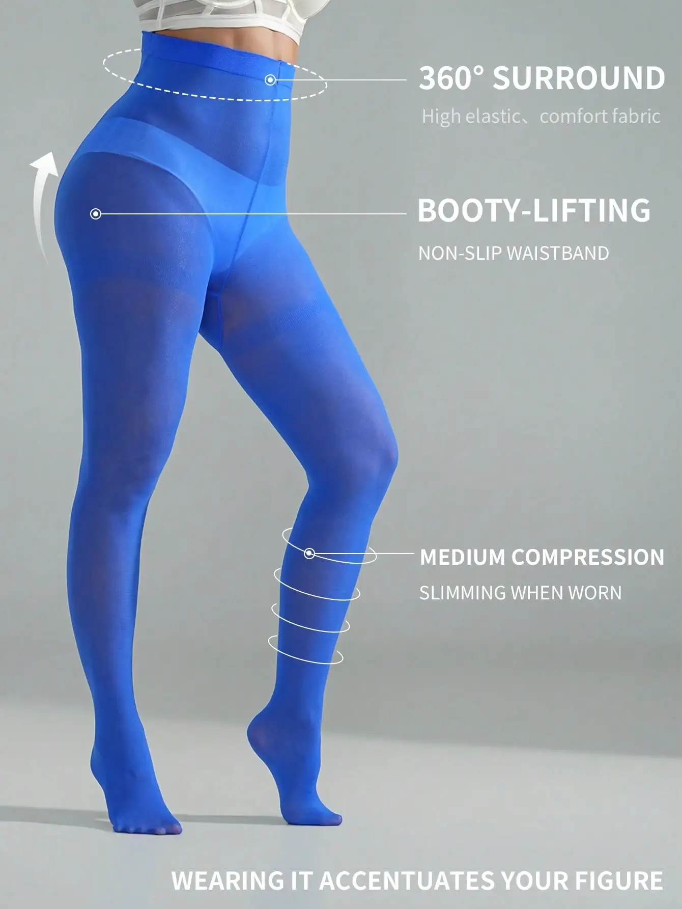 1Pc Micro Pressure High Waist Klein Blue Transparent Shaping Tights Soft Skin Beautifying Pantyhose Summer Autumn Winter Lace Ho