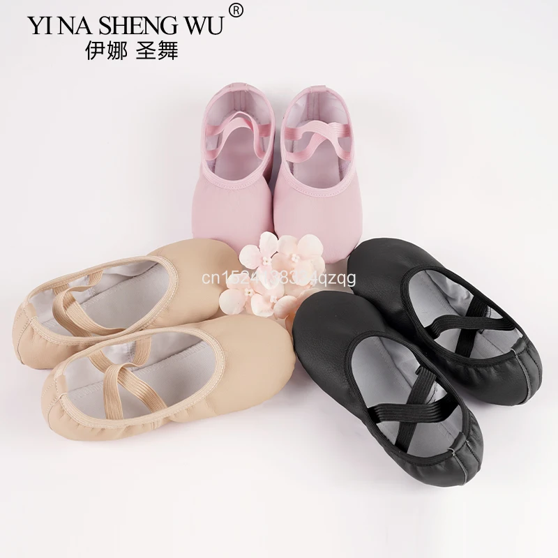 Scarpe da ballo per balletto in PU per bambina Scarpe da ballo per bambini Ballerine in pelle per bambini Scarpe da ginnastica con suola morbida Pantofole da ballo